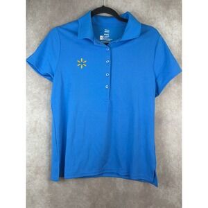 Walmart Employee Uniform Blue Polo‎ Shirt Size Medium Embroidered Logo Short Slv